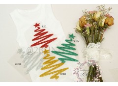Iron-on transfer, Glitter, Image "Swirl Christmas TREE", 11x9 cm